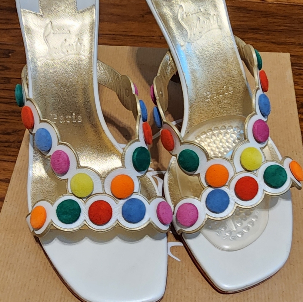 Christian Louboutin Leather Polka Dot Slides